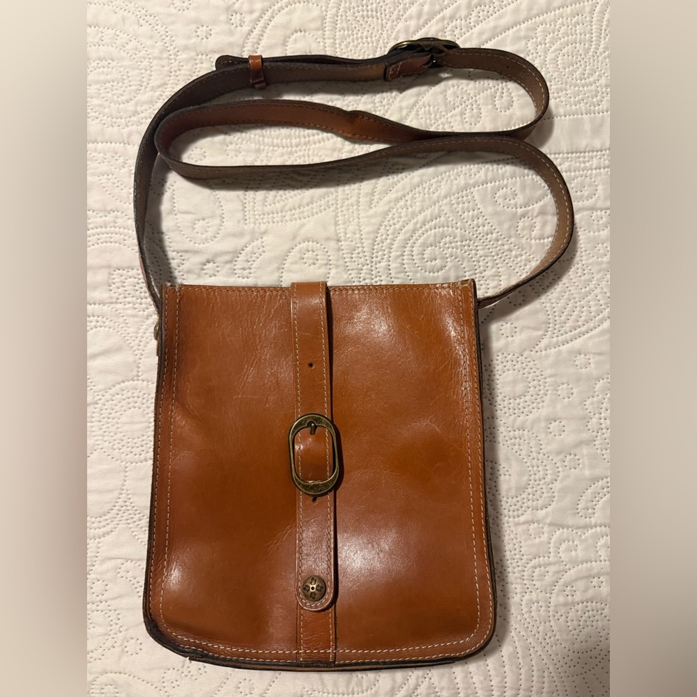 Patricia Nash Leather Crossbody Adjustable Strap Brown Purse Bag